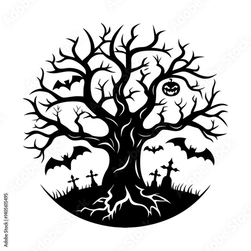 Wallpaper Mural  Silhouette Halloween tree vector illustration Torontodigital.ca