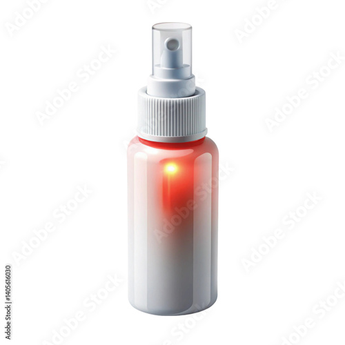 White pain relief spray bottle, isolated on Transparent Background, ideal for topical application and fast relief