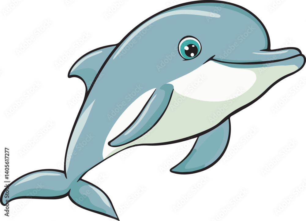 Naklejka premium Vector illustration of a cute dolphin. 