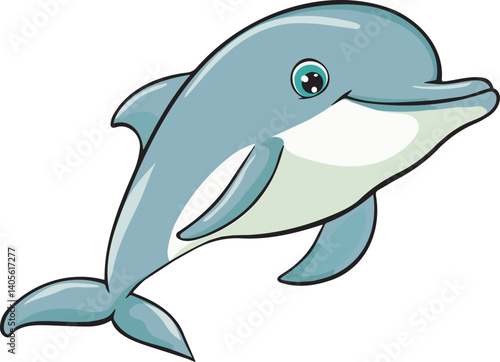 Vector illustration of a cute dolphin. 