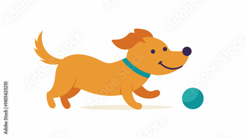 Playful puppy happily chasing and playing with a ball on the grass in a cute and joyful outdoor setting perfect for pet lovers and dog themed content