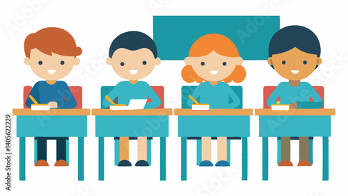 Young students participating in classroom activities in a colorful school setting perfect for educational campaigns and back to school promotions
