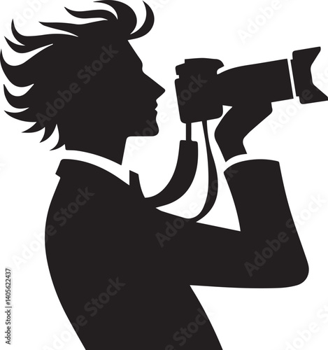 Silhouette of a Male Photographer with DSLR Camera in Action

