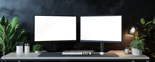 Modern Workspace with Dual Monitors (4)