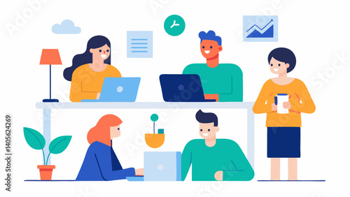 Characters representing professionals working in office environments suitable for business themes productivity visuals and modern corporate storytelling