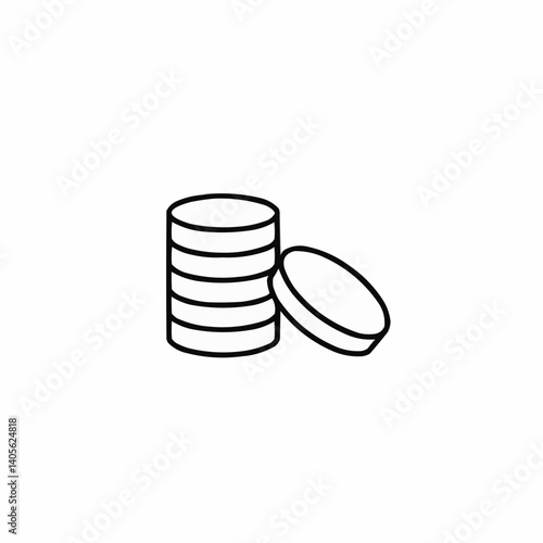 Coin stack with a single coin on the side in a minimalist style  