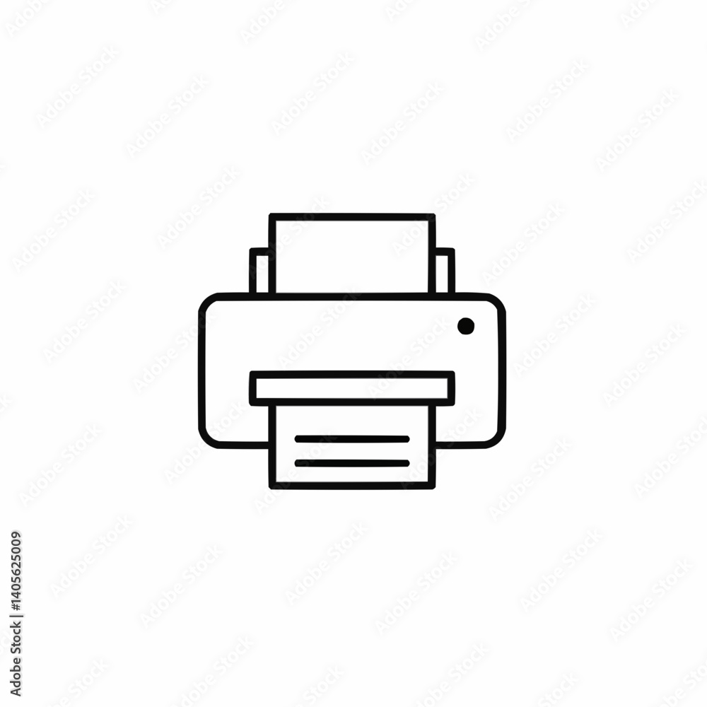 Printer icon printing document on white background Printer icon printing document on white background