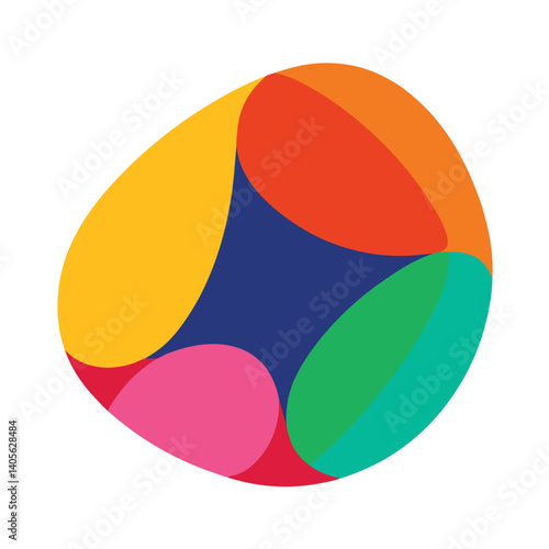 Colorful Rounded Shapes in Asymmetrical Abstract Style
