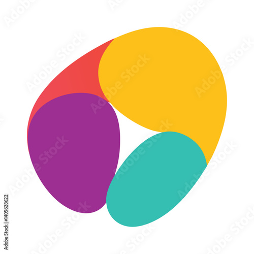 Abstract With Asymmetrical Rounded Color Elements