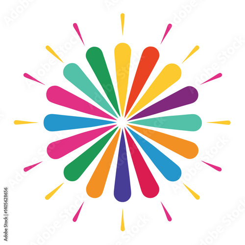 Colorful Radiating Rounded Shapes in Abstract Art