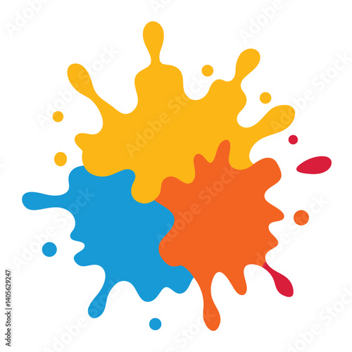 Watercolor Splash Floating on Transparent Layer