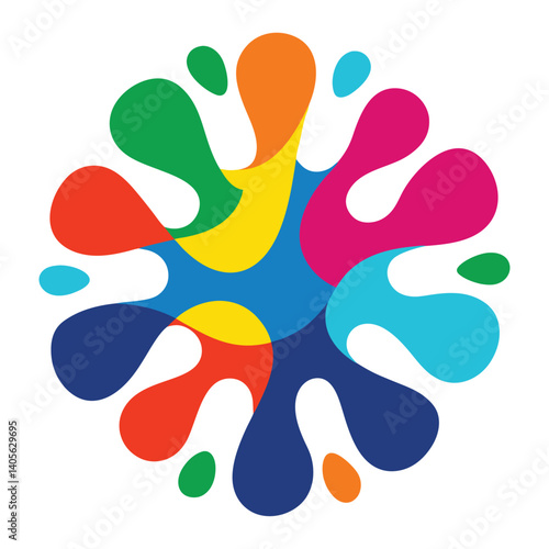 Colorful Abstract Shapes Forming a Rounded Burst