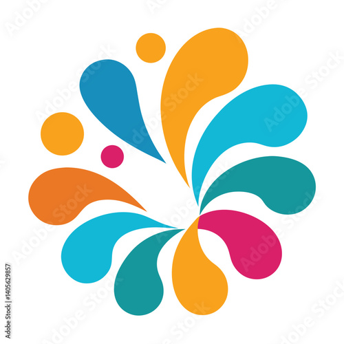 Colorful Splash Forming Semi Circular Abstract Design