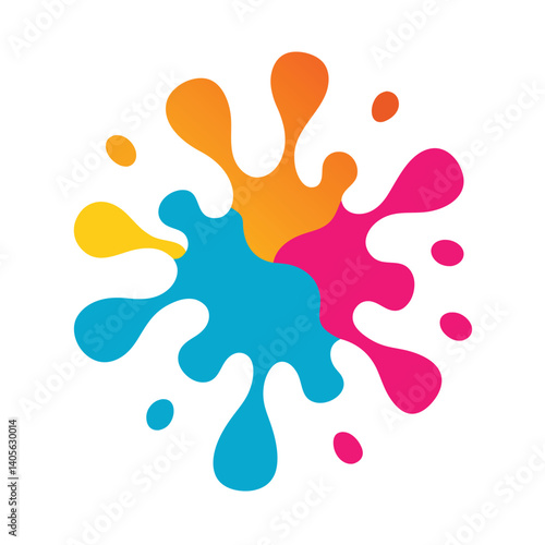 Frozen Paint Splash With Rounded Color Droplets