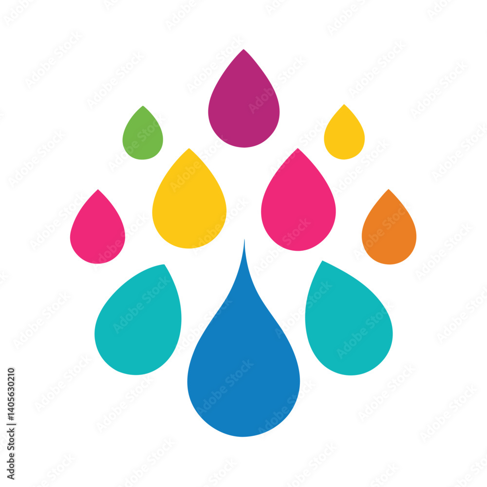 Rounded Color Droplets in Modern Abstract Style Rounded Color Droplets in Modern Abstract Style