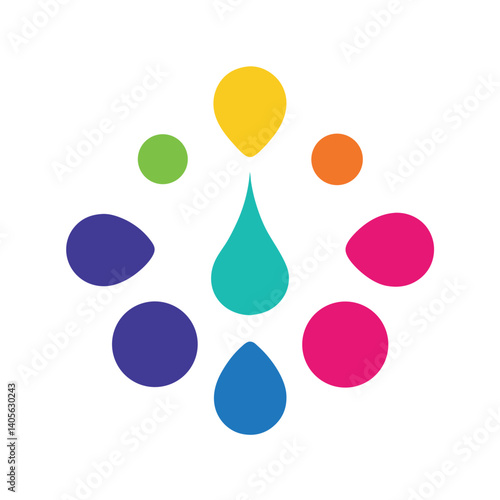Colorful Droplet Explosion in Rounded Abstract Form