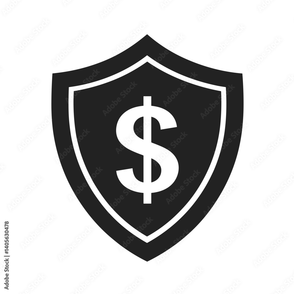Dollar shield symbol for financial security and investment protection concept Dollar shield symbol for financial security and investment protection concept