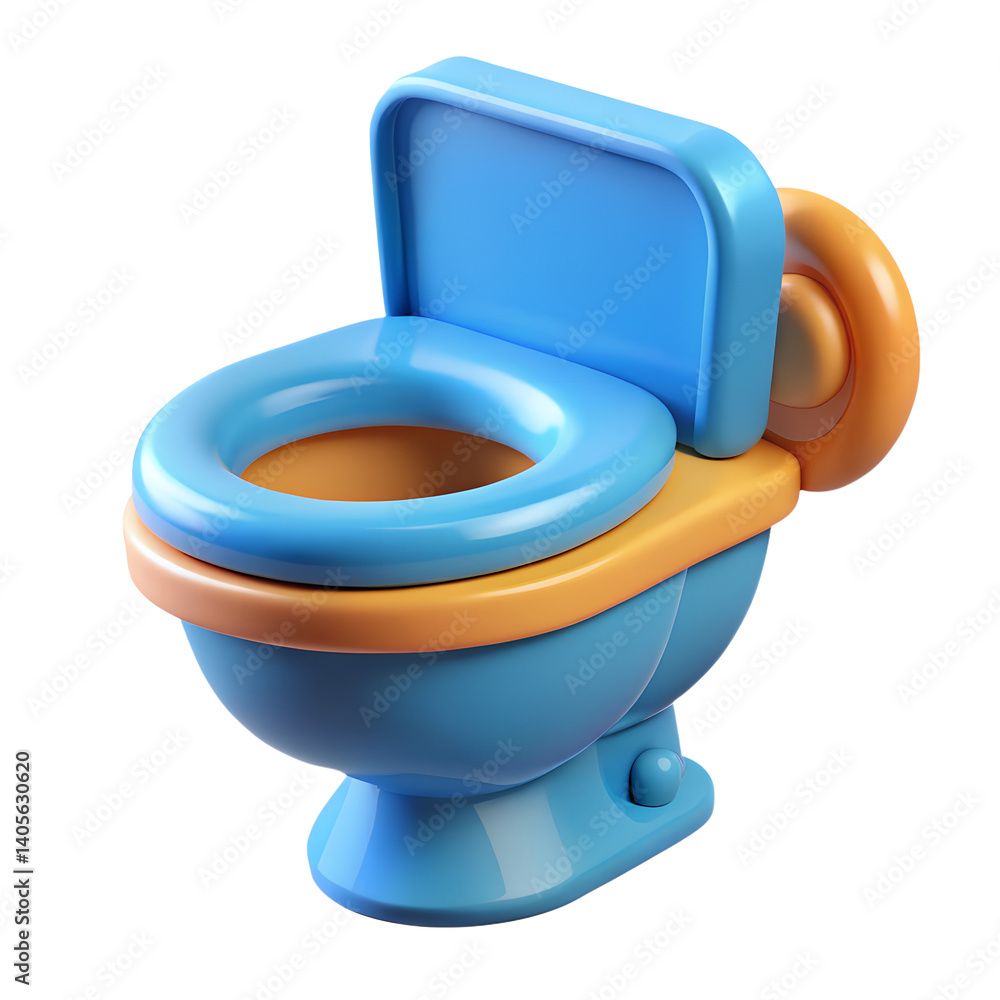 3D Toilet bowl with Tank Isolated on White Background. Cartoon plastic style icon 3D Toilet bowl with Tank Isolated on White Background. Cartoon plastic style icon