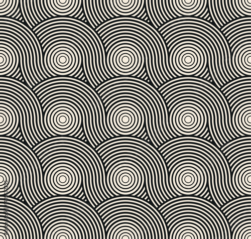 Black beige line geometric pattern with concentric circles. Design element for logo, web pages, prints, posters, template.