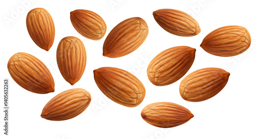 Wallpaper Mural Raw almonds placed neatly on a white background looking fresh, crunchy, and healthy, perfect for a nutritious snack or healthy diet plan. Torontodigital.ca