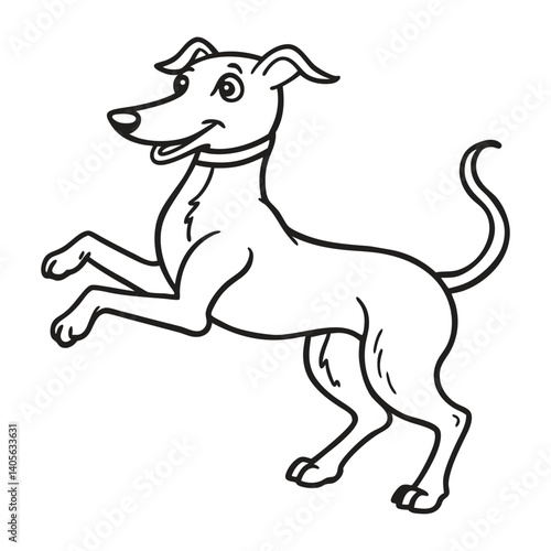 Dancing Dog Outline Vector Illustration