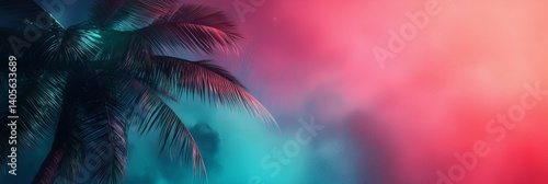 Obraz na płótnie a palm tree with a colorful sky in the background w salonie