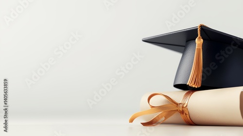Obraz na płótnie A black cap and gown sits on top of a white piece of paper w salonie