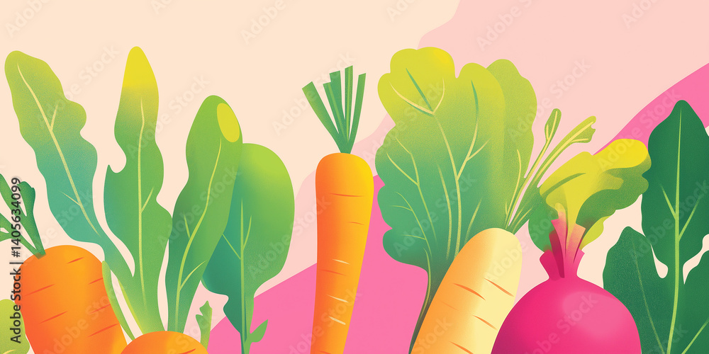 Colorful Wellness Design: Gradient with Clean Veggie Illustrations