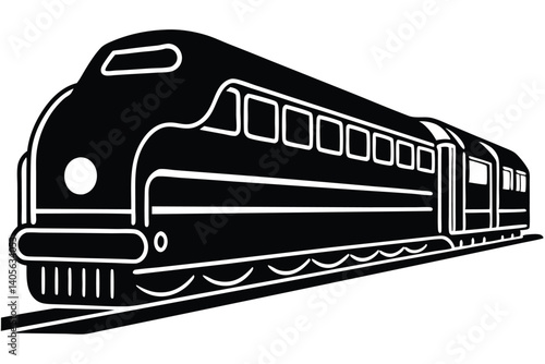 Vintage Streamlined Train Locomotive Expressing Speed and Modernity in Black and White