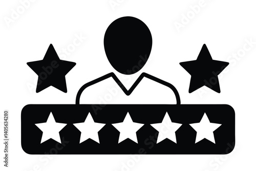Customer review and five star rating with additional stars icon design