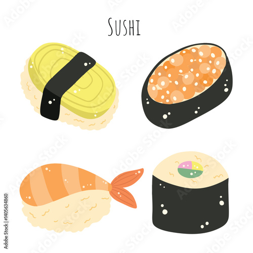 sushi, japanese food, vector, food