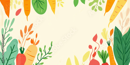 Obraz na płótnie Fresh Gradient Background Featuring Minimalist Vegetable Illustrations
w salonie