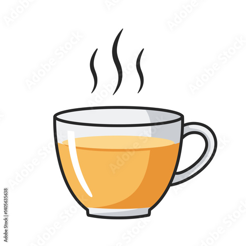 Aromatic Brew: An illustration showcases a steaming cup of tea, with rising vapors against a crisp backdrop, embodying comfort and the simple pleasure of a warm beverage.