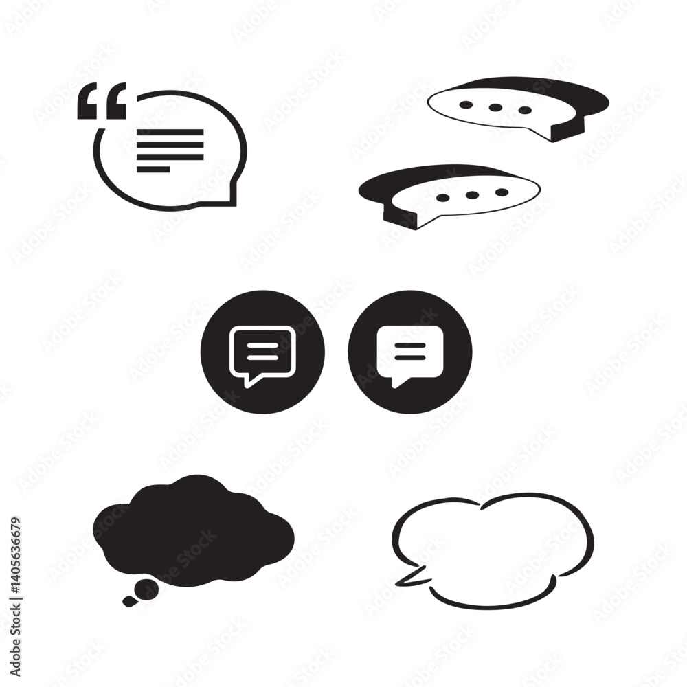 Set of 5 outline speech bubble and with floral bubble, speech bubble silhouette editable vector isolated Set of 5 outline speech bubble and with floral bubble, speech bubble silhouette editable vector isolated