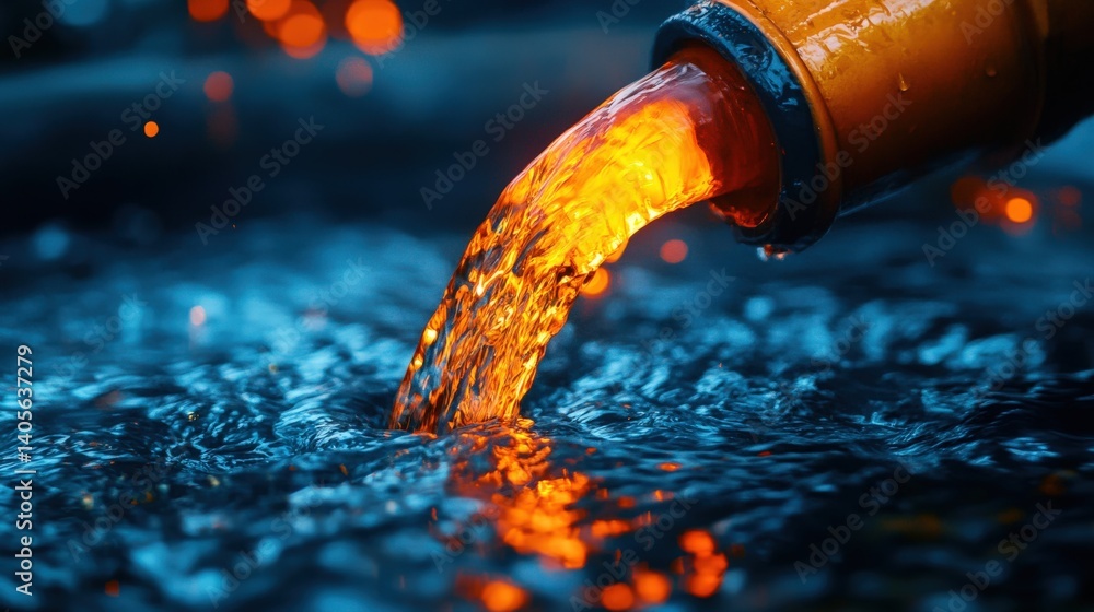 A slow-motion capture of oil being extracted from an underground reservoir, showing raw energy in motion, with copy space