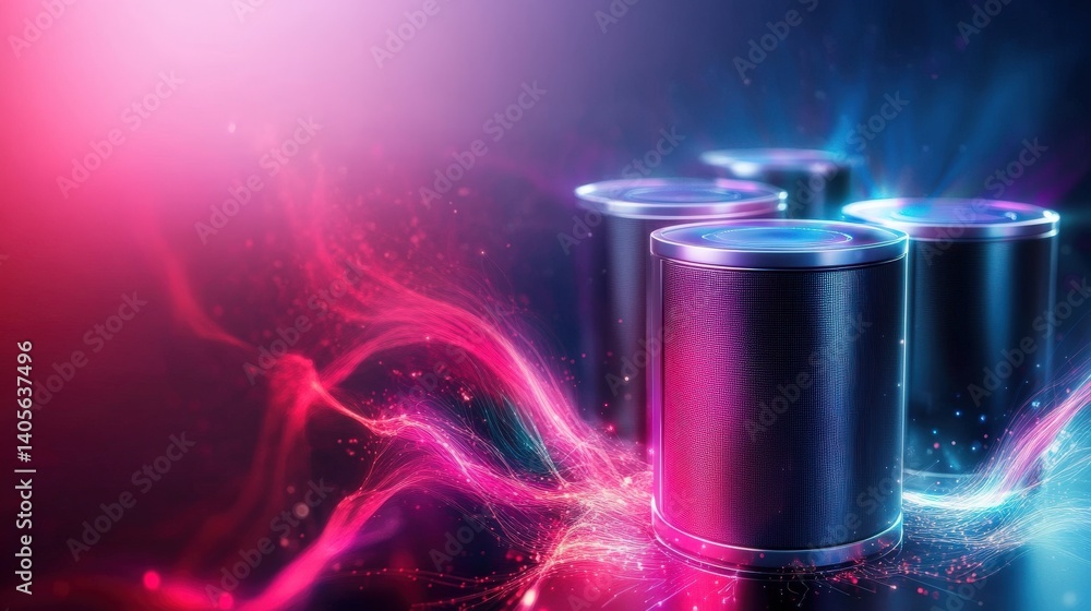 A smooth and clean data processing concept featuring interconnected floating CPU cores surrounded by glowing energy trails