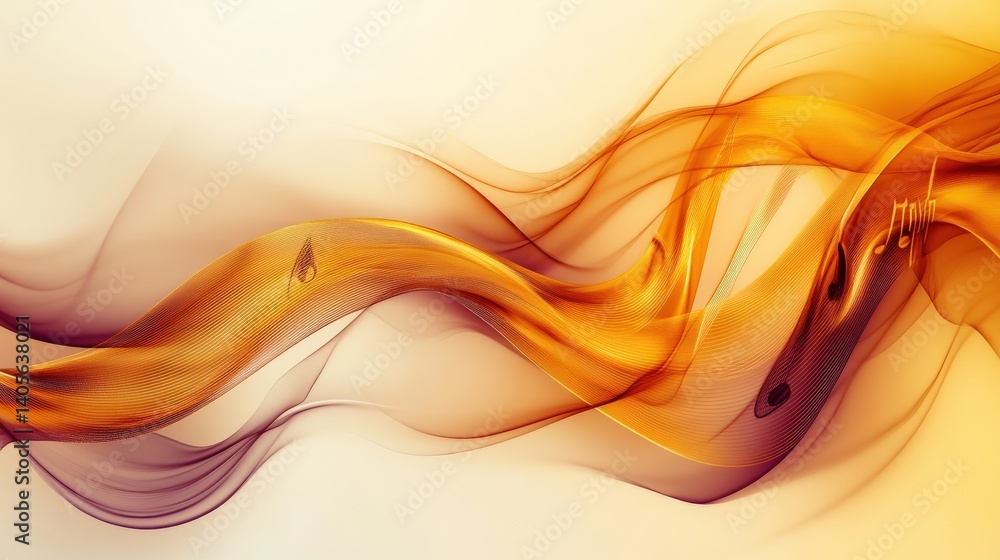 A smooth golden wave of intertwined treble and bass clefs forming a sophisticated and luxurious abstract design