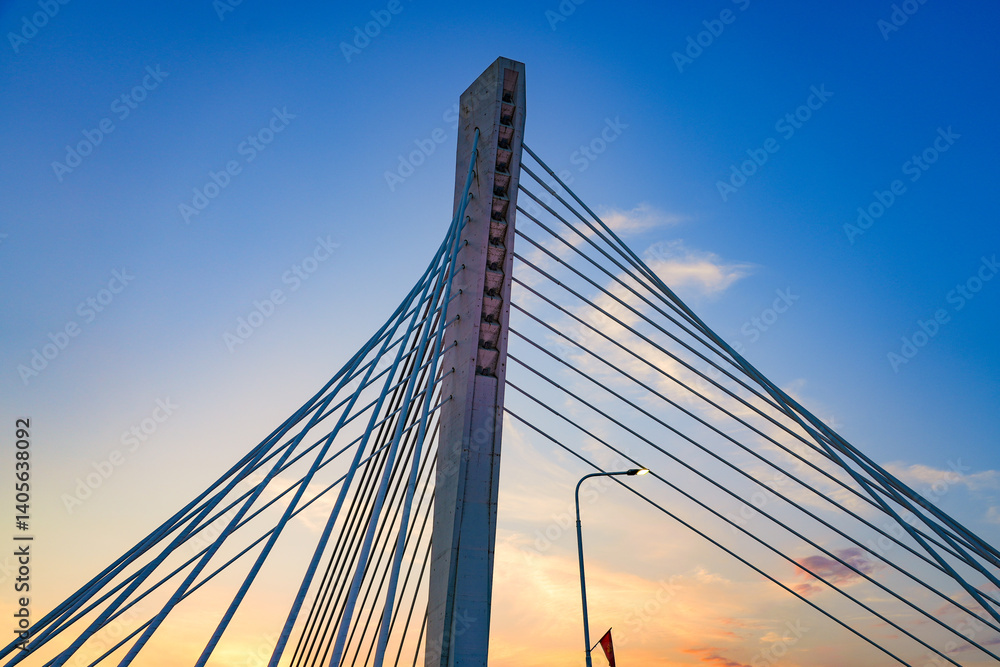 Millenium Bridge (Most Milenijum), a cable-stayed bridge that spans the Moraca river in Podgorica, the capital city of Montenegro in the Balkans
