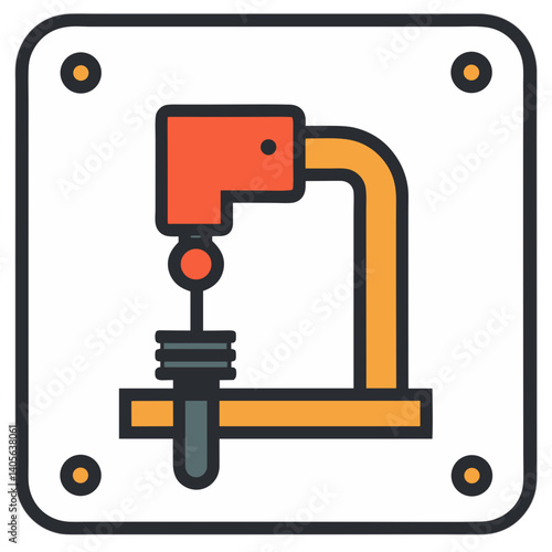 Minimalist tool clamp icon with screw adjustment on a white background  