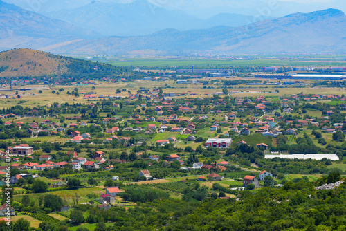 Obraz na płótnie Houses in a rural area near Podgorica, the capital city of Montenegro in the Balkans w salonie