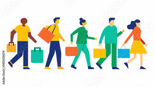 Stylish vector art of people shopping on a white background, ideal for eCommerce websites, promotional flyers, and modern fashion or retail marketing designs