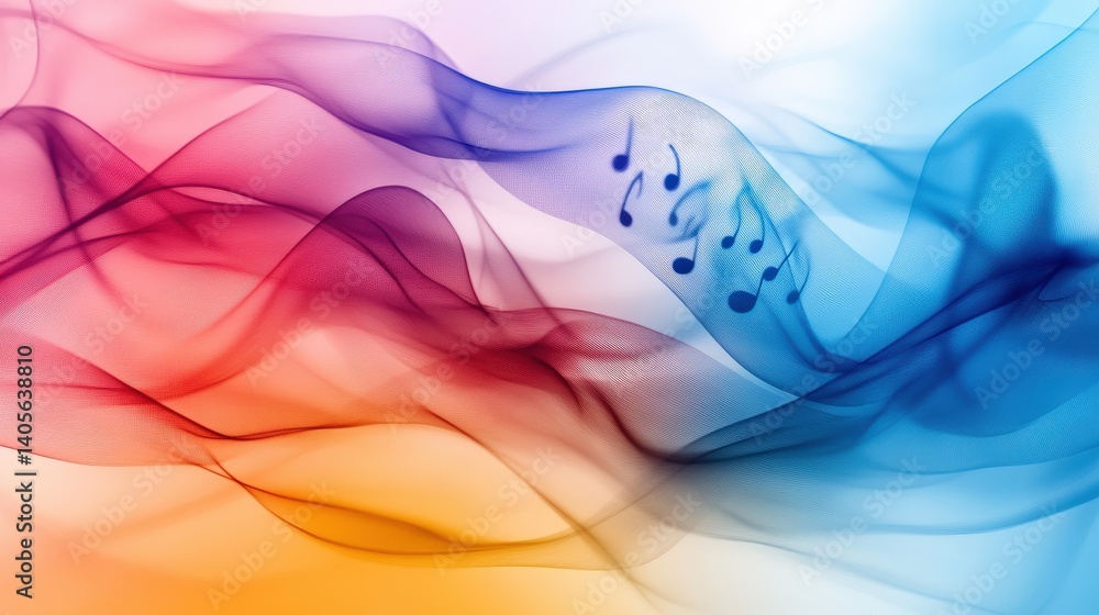 A soft and elegant background with gently flowing musical notes on a blurred pastel gradient, symbolizing harmony and rhythm