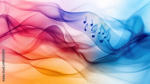 Obraz na płótnie A soft and elegant background with gently flowing musical notes on a blurred pastel gradient, symbolizing harmony and rhythm w salonie