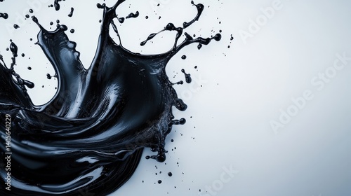 Obraz na płótnie A stunning industrial abstract of black crude oil splashing in slow motion, creating an artistic and powerful visual, with copy space w salonie
