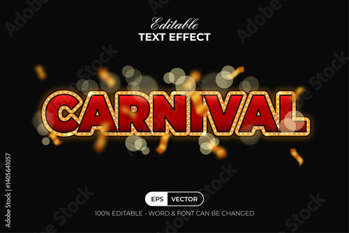 Carnival Text Effect Light Party Style. Editable Text Effect.