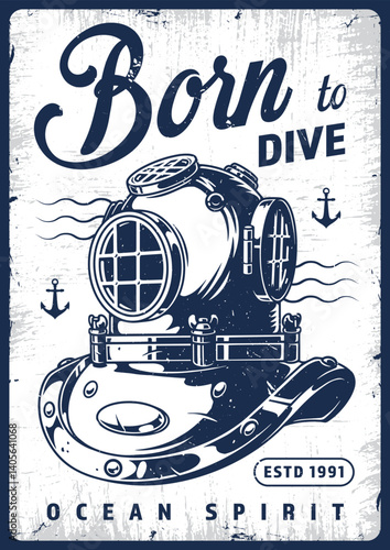 Diving helmet design featuring ocean spirit theme