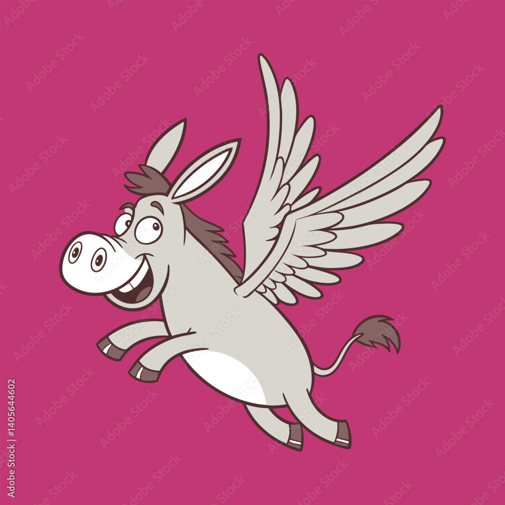 Flying Donkey Vector Illustration Character Flying Donkey Vector Illustration Character