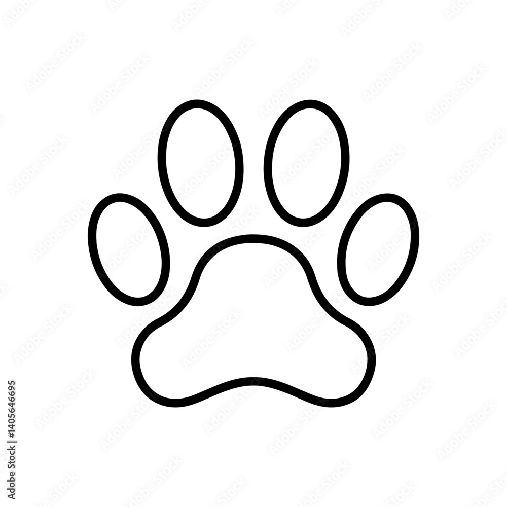 Dog paw print outline icon vector flat illustration design. Dog paw line art. Dog paw print outline icon vector flat illustration design. Dog paw line art.