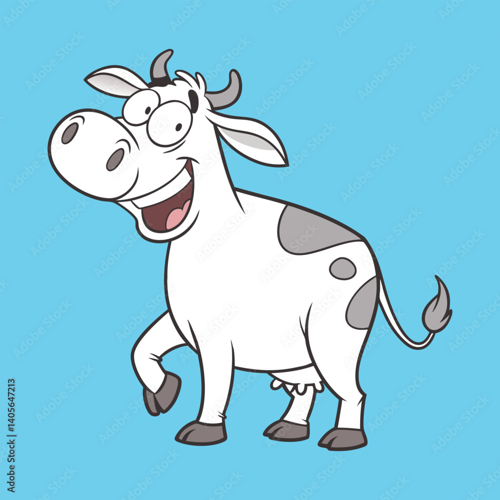 Fototapeta premium Funny Cow Vector Icon Illustration