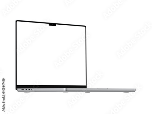 MacBook Pro 2024 Silver with Blank Screen, Isolated side view